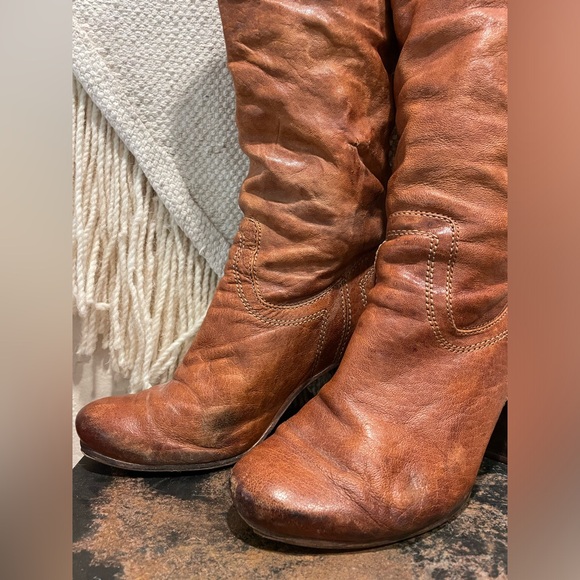 FRYE Tan Leather Heeled Boots - Picture 8 of 12